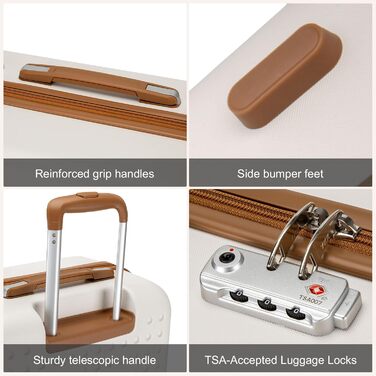 Чохол-валіза KONO, валіза-чемодан, ручна валіза 75x48x29 см, ABS пластик, з TSA замком, білий