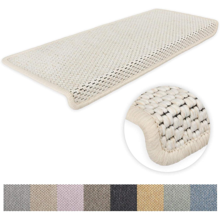 Ступінчасті килимки для сходів Kettelservice-Metzker Ґетеборг, прямокутні, набір з 15 шт. (18 шт., світло-бежевий)