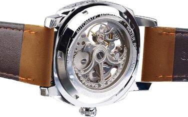 Годинник чоловічий FORSINING: квадратний ретро механічний годинник з автопідзаводом, золотий скелет, шкіряний ремінець