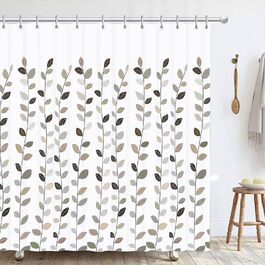 Штора для душу 180x180 см з квітами, антигрибкова, водонепроникна, швидковисихаюча, поліестер, з 12 кільцями