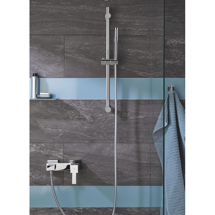 GROHE Vitalio Get - Hand Shower 1 Spray Pattern (perfect spray pattern, suitable for flow heaters, double-walled hand shower, Anti-limescale system), silver, 27458000
