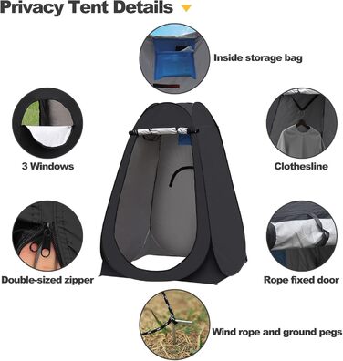 CLIPOP Portable Pop-Up Privacy Tent - Shower, Changing Room for Beach, Camping, Fishing, Hiking - Waterproof, UV Protection, with Carry Bag