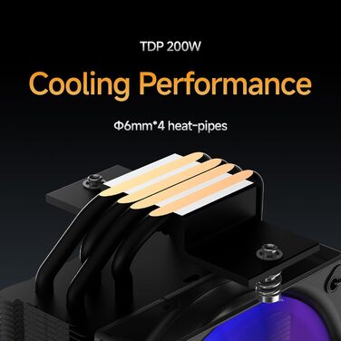 Кулер для CPU Gamma A40 BK ARGB з 4 тепловими трубками, 100мм PWM вентилятор, сумісний з Intel LGA 115X/1200/1700/1851 та AMD AM4/AM5