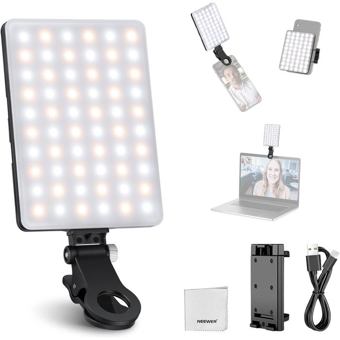 NEEWER BL120B LED світло для селфі та татуювань, сумісне з iPhone, з кліпсою, CPL фільтром, штативом та тримачем для телефону, для фото та відео