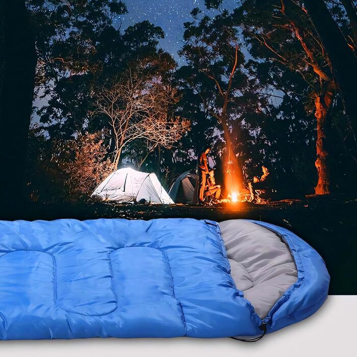 Сплячий мішок Rectoo: водовідштовхуючий, для кемпінгу та подорожей, 200x73 см, блакитний