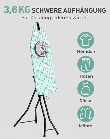 Прасувальна дошка LyriFine 2-в-1 для прасування з парою та звичайного прасування, стабільна, зелена