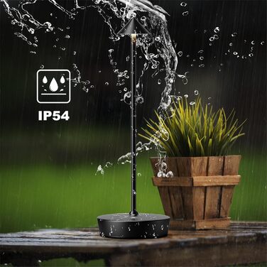 Бездротова LED лампа для кемпінгу та дому: настільна, нічна, на батареї, IP54, 6000mAh, чорна (2 шт.)