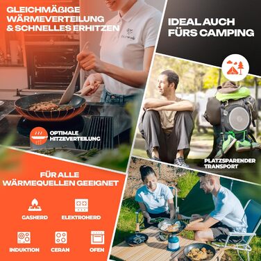 Набір сковорідок Kochfreunde® 3 шт. (20, 24, 28 см), знімний ручка, антипригарне покриття, для всіх плит, індукційні, PFOA-Free