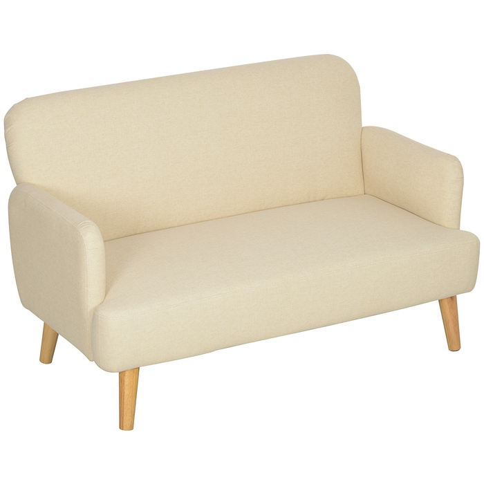 HOMCOM 2-Seater Sofa, Compact Design, Skin-Friendly Fabric, Up to 240 kg Capacity, 130x74x79 cm, Cream White