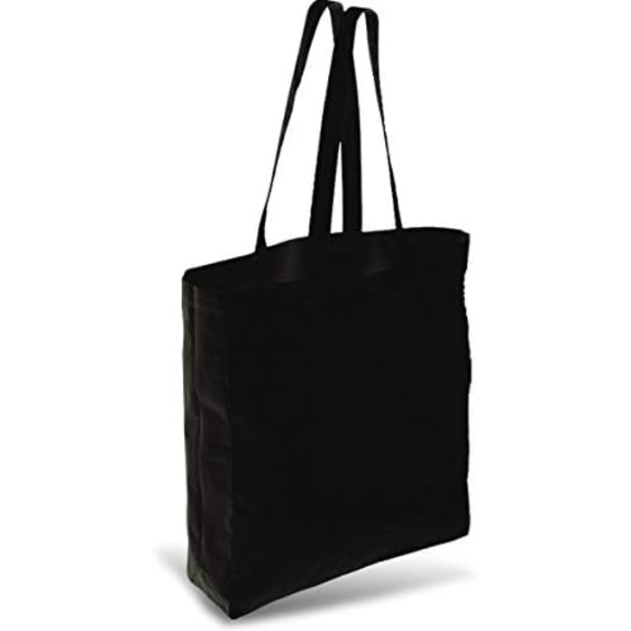 Cottonbagjoe Shopping Bags | 38x42x10 cm | Side and bottom gusset | with long handles | Jute bag | Cotton bags for painting, printing | DIY (150 pcs, Black)