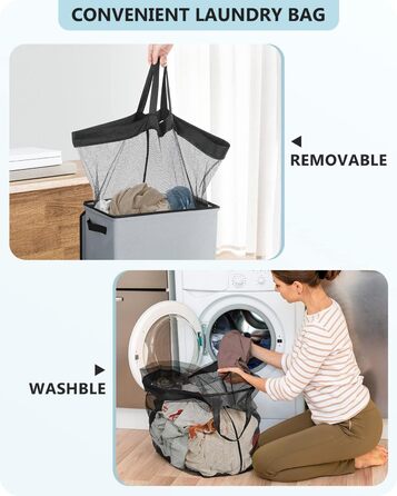 SOLEDI 100L Laundry Basket, Laundry Hamper with Lid and Laundry Bag - Large Laundry Sorter for Bathroom, Bedroom, Laundry Room, Kids' Room