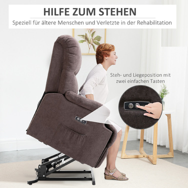 HOMCOM Electric Recliner TV Chair with Lift Assist, Reclining Function, USB Port, Padded TV Chair with Footrest, Side Pocket, Dark Grey | Aosom