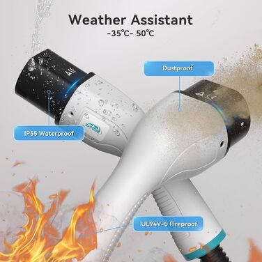 Кабель для зарядки електромобіля 22kW 32A Typ 2 (7м) | IP55 | для електромобілів та гібридів | з сумкою для зберігання