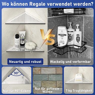 Поличка для душу Eck Duschregal з нержавіючої сталі 304, для ванної кімнати, з сітчастою конструкцією, вбудована, для ремонту ванної кімнати (щіткова обробка, 2 шт. 254 мм)