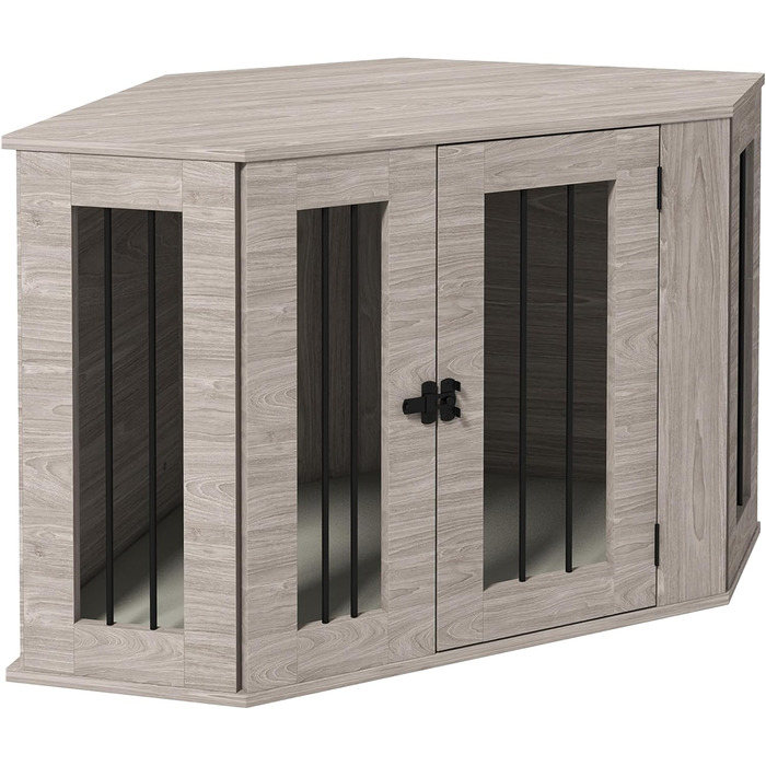 Клітка для собак PawHut з замком, подушкою, з металу, для дому, 80 x 56 x 63 см (волоський горіх)