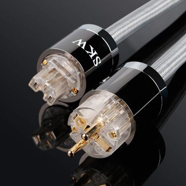 Сетевий кабель SKW Audiophile High End Schuko-вилка — гніздо для сабвуфера, підсилювача та AV-ресивера, 1м, сірий