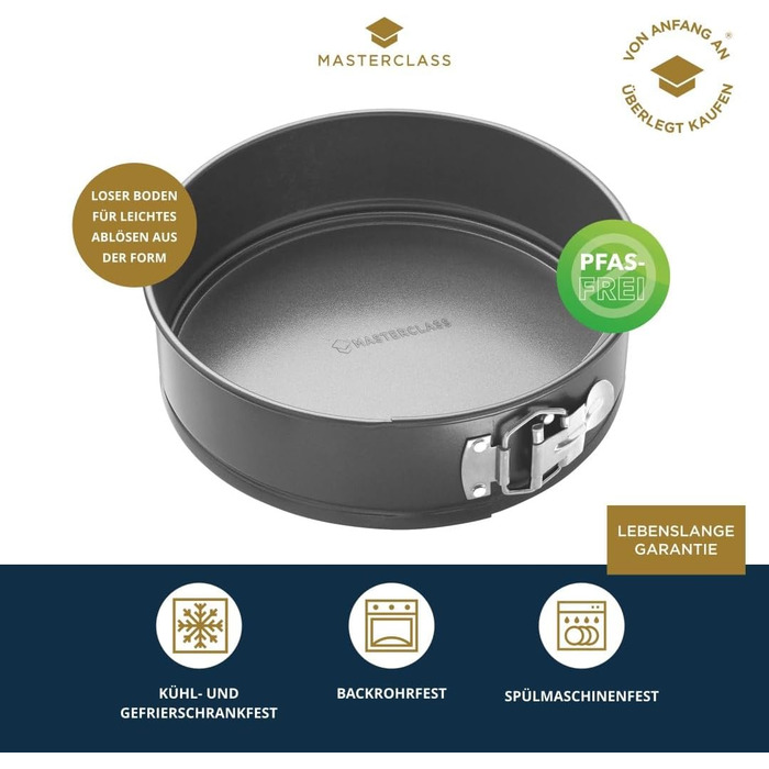 Форма для випікання MasterClass Crusty Bake, глибока антипригарна кругла форма зі знімним дном, Ø 30 см, 7 см, вуглецева сталь, сіра