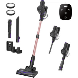 Бездротовий пилосос Vexilar Akku: 60 хв роботи, 45 kPa, 550 W, безщітковий мотор, LED дисплей, 6-в-1, тихий, для дому/авто, підходить для твердих поверхонь, килимів, видалення шерсті тварин, зелений (рожевий)