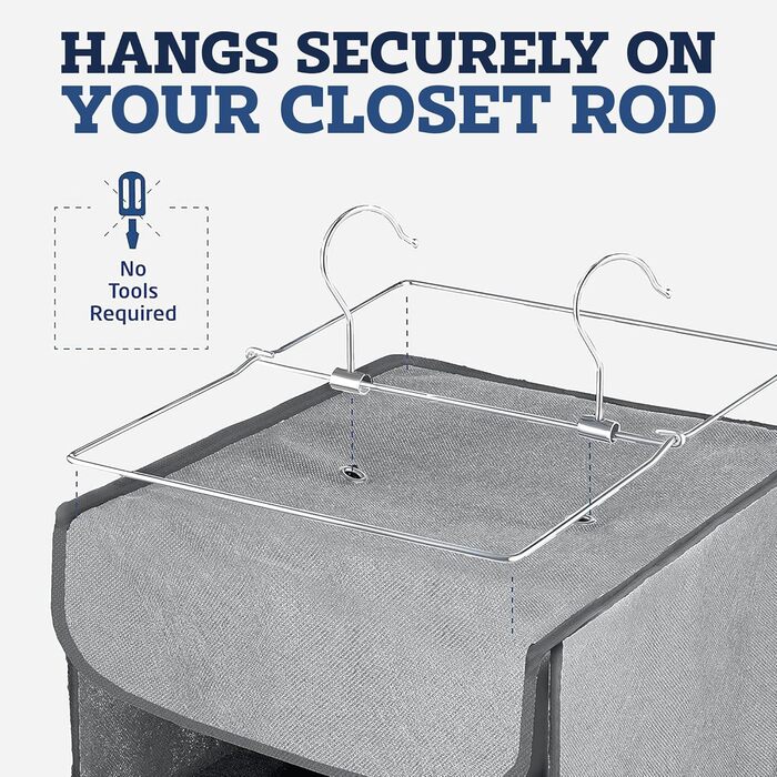 Настінна полиця-органайзер з 5 відділеннями для шафи - міцна та довговічна, з металевими гачками та каркасом, легкий доступ, для зберігання, кемпінгу