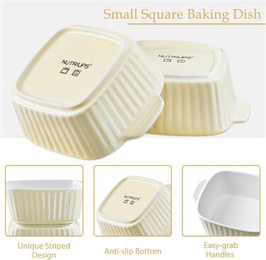 Набір форм для запікання NUTRIUPS 400мл, 4 шт., кераміка, жовтий (14.5 x 11.5 x 5.5 см)