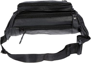 Чоловіча поясна сумка Christian Wippermann з натуральної шкіри - 24x12x6-8 см, 3 відділення на блискавці, регульований ремінь, чорна