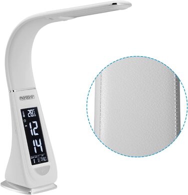 Лампа настільна LED Monzana з годинником, будильником, термометром, календарем, регулюванням яскравості. Біла