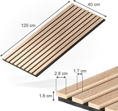 Акустичні настінні панелі Vicco для покращення звукоізоляції приміщення, колір дуб, 8 шт.