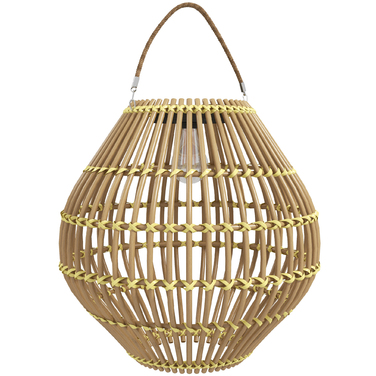 Outsunny Solar Lamp Rattan Garden Light Waterproof with Light Sensor Drum Design Yellow for Outdoor