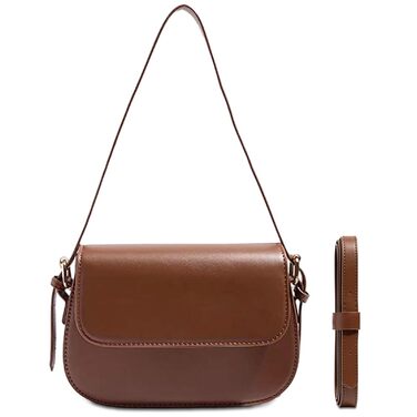 Сумка жіноча через плече з PU шкіри, маленька сумка-шопер для повсякденного використання, роботи та відпочинку (Коричнева)