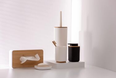 Дозатор для мила WENKO Rotello, 250 мл, з бамбуковими деталями, для мила та засобів для миття посуду, чорний/натуральний