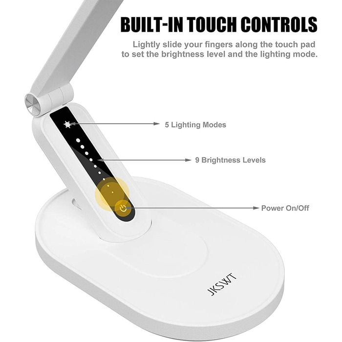 Торгова лампа JKSWT для догляду за очима, з регулюванням яскравості, 5 кольорових режимів, 72 LED, USB-порт для зарядки, сенсорне керування, функція пам'яті, офісна лампа
