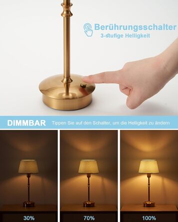 Акумуляторна настільна лампа: портативна, бездротова з регулюванням яскравості, для дому та саду