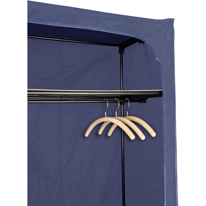 WENKO Business Wardrobe with Shelf and Clothes Rail, Fabric Wardrobe for Dust-Free Storage of Textiles, Metal Frame and Fabric in Durable Polyester Quality, 75 x 160 x 50 cm
