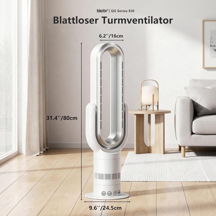 Безлопатевий вентилятор-нагрівач TP18Pro 2-в-1: охолодження та обігрів, 10 режимів охолодження, 3 - обігріву, пульт та сенсорне керування, тихий DC-двигун