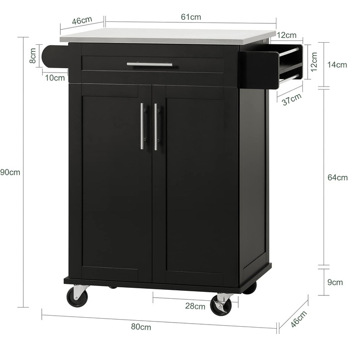 SoBuy Kitchen Cart with Wheels - Mobile Kitchen Island with Countertop