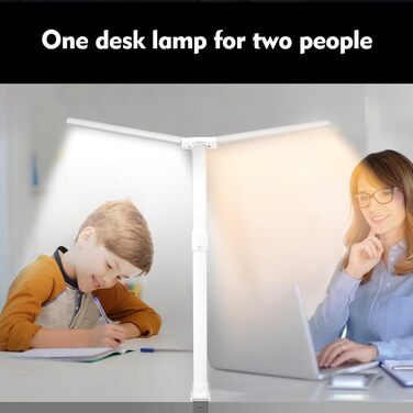 LED лампа для робочого столу з регулюванням яскравості, 24W, 80см, для офісу та дому, лампа-лебідь, кріпиться до столу (біла)