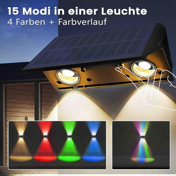 Сонячні бра для зовнішнього освітлення IIRARA з 4 LED, IP67, для саду, балкону, тераси, сходинок, тепле біле світло (4 шт.)