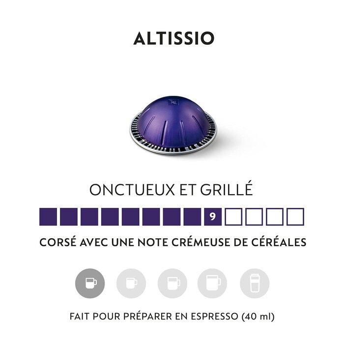 Капсули для кави Nespresso Vertuo Altissio, інтенсивність 9, для еспресо 40 мл, 50 шт. (5 упаковок по 10 шт.)