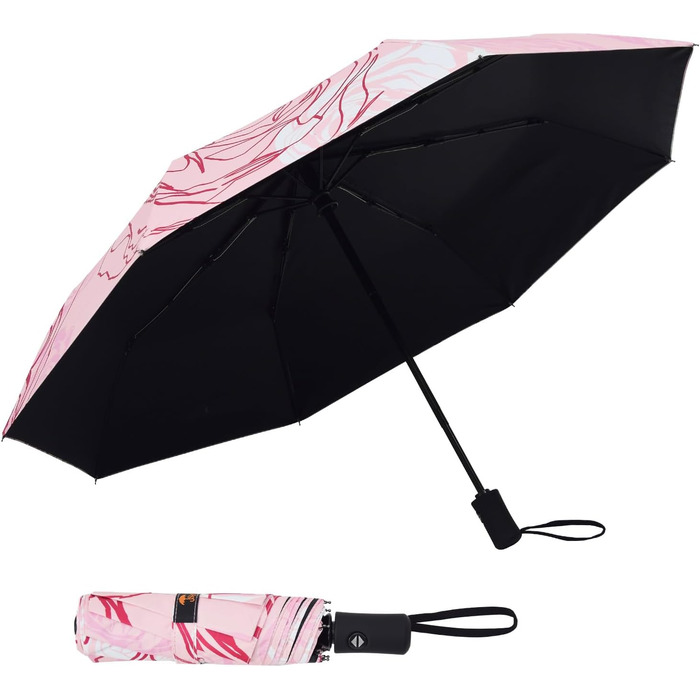 Компактна дорожня парасолька SY Winddicht: автоматична, легка, незламна. Виробник продає. Висока якість за доступною ціною (C-Rosa Rose)