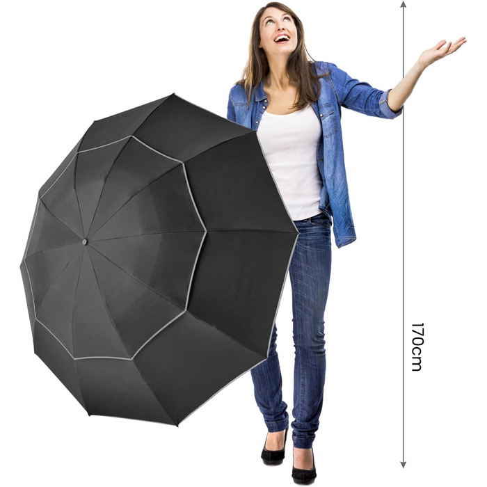 Чорний парасолька G4Free 54/62 дюймів: великий, вітростійкий, автоматичний, для гольфу та подорожей