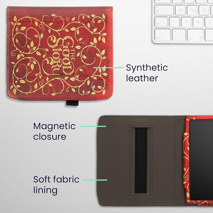 Чохол-книжка kwmobile для Pocketbook Era/Era Color з кишенею та лямкою - зображення читаючої жінки, чорно-бежевий