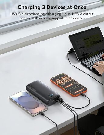 Потужний Power Bank 27000mAh 22.5W з підтримкою PD 3.0 та QC 4.0, зовнішній акумулятор USB-C зі швидкою зарядкою та LED-дисплеєм для iPhone, Samsung, iPad та смартфонів