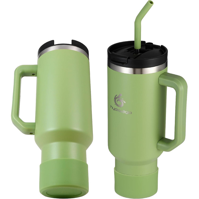 Термокружка Hydro2Go з трубочкою – BPA-free, придатна для миття в посудомийній машині, 10 год гаряче/12 год холодне, для приготування напоїв на винос (Green Tea, 1200 мл)