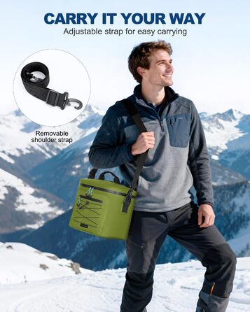 Кühltasche 24L: Водонепроникна сумка-холодильник для пікніка, пляжу, кемпінгу, офісу, транспортування продуктів (армійний зелений)