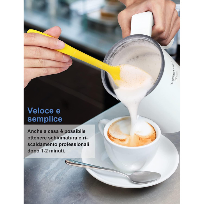 Електричний спінювач молока Yissvic 4-в-1 Cappuccino, 600 Вт, 300 мл, з нержавіючої сталі, антипригарне покриття