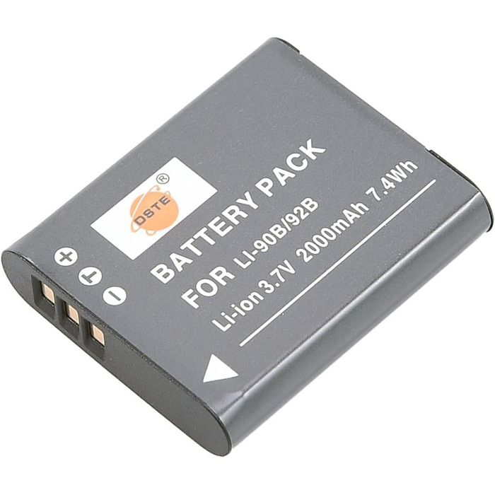 Замінна батарея DSTE 2x LI-90B + подвійний USB-зарядний пристрій з LCD-дисплеєм для Olympus SH-1, SH-50, iHS SH-60, SP-100, SP-100EE, Tough TG-1, iHS Tough TG-2, iHS Tough TG-3, XZ-2 iHS