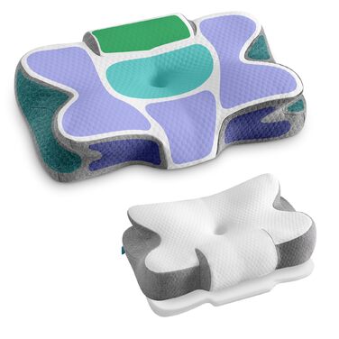 Подушка SONGMICS ергономічна з Memory Foam, висота регулюється, для сну на боці, спині та животі, колір: білий + сірий, поліестер