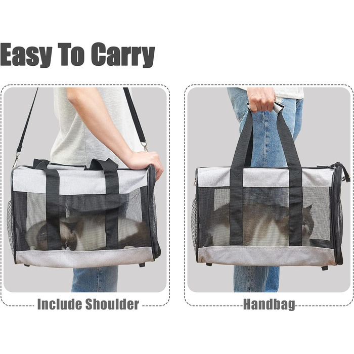 Транспортна переноска для собак та котів HITSLAM, складана, сіра (M)