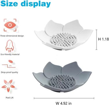 Миска для мила з отвором для стоку, 2 шт., полиця для ванної кімнати з пластику (білий та сірий)