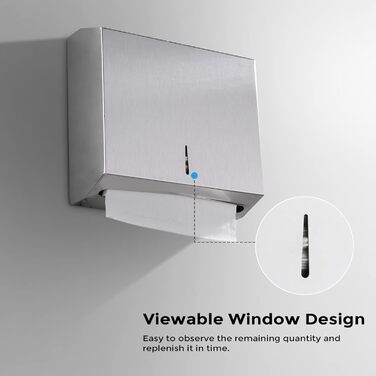 Modunful Multifold Paper Towel Dispenser - Multifold Trifold Paper Towel Dispenser, Large Capacity Stainless Steel Tissue Holder, Suitable for Bathrooms and Public Places (Silver 5823)